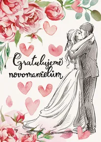 Přáníčko BeBechy - bílé - Novomanželům